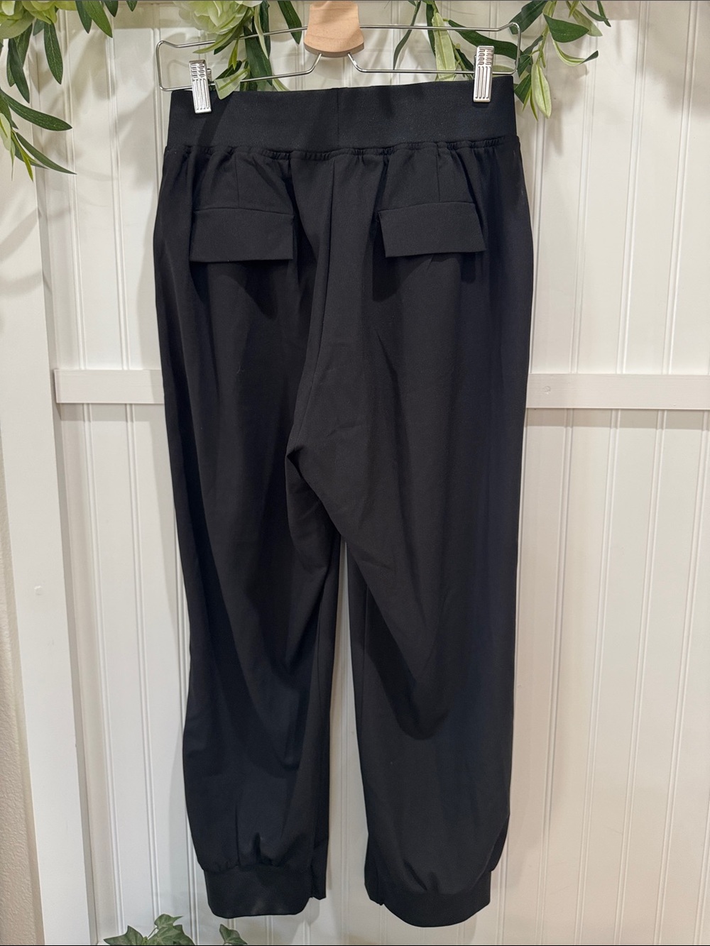 #304 GRACIA Black Women's M Stretch Dressy Pants w Gold Button Hem NWT - Picture 5 of 6